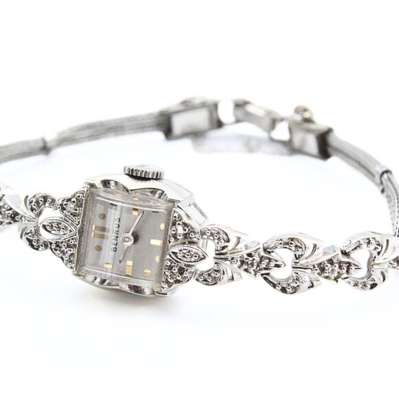 Splendid 14K Gold Benrus Vintage 60's Diamond Ladies Watch Working! - Picture 8 of 12